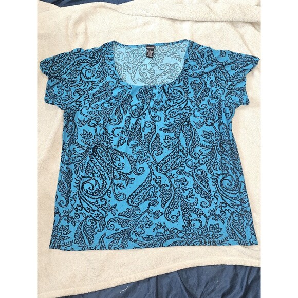 Rafaella Tops - Rafaella Blouse Womens Size 1X Roll Tab Sleeves Zip Pocket Tunic Top